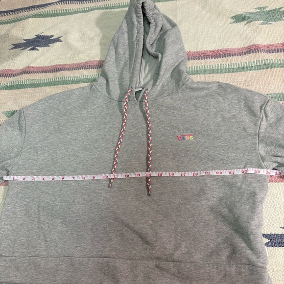 Vans Womens L Grey Cropped Hoodie Easter Pastel Strings Spring Crop Oversized - Picture 7 of 9